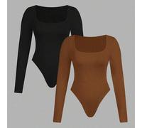 Modische Lässig Business-Casual Outfit für Damen Große Größen, Zweiteiler, Schwarz, Burgund, Ankerrot, Mehrteiliger enger Bodycon Jumpsuit mit Quadrat