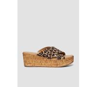 s.Oliver Damen Pantoletten aus Leder mit Keilabsatz, Mehrfarbig (Leopard), 37 EU