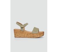 Modische Ledersandalen mit Keilabsatz 36 Grün 6010093.728.36