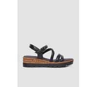 s.Oliver Damen Sandalen mit Keilabsatz aus Leder Bequem, Schwarz (Black), 39 EU