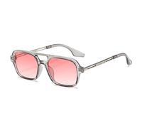 Modische neue Vintage-Sonnenbrille mit quadratischem Rand, für Damen, Bonbonfarben, Retro-Brille mit Doppelsteg, für Herren, Retro-Farbverlauf, Schutzbrille, UV400, Grau, Farbverlauf Pink, 144 x 140