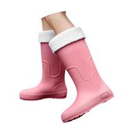 Modische Plateau-Regenstiefel für Damen als wasserfeste Slipper mit Winterisolation High-Top-Design bei nassem Wetter (42)