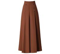 Modische Plissierte Hose mit weitem Bein für Damen, Frühling und Sommer, hohe Taille, lockere, schlanke Damenhose mittleren Alters, Neun-Punkte-Culotte, lässige Swing-Hose Wander Hose (Bronze, XXXL)
