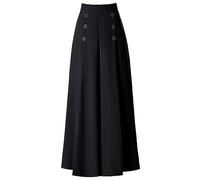 Modische Plissierte Hose mit weitem Bein für Damen, Frühling und Sommer, hohe Taille, lockere, schlanke Damenhose mittleren Alters, Neun-Punkte-Culotte, lässige Swing-Hose Wander Hose (Black, XXXL)