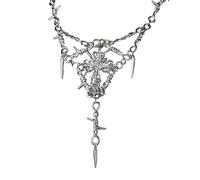 Modische Punk-Halskette, Hip-Hop-Kruzifix-Anhänger, Schlüsselbeinkette, Stacheldraht, Sicherheitssporn, Choker, Schmuck, Geschenk, Damen, Stacheldraht, Dornen, Metall