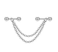 Modische Quasten-Ohrringe, Kette, Ohrringe, kreativ, aus Edelstahl, Punk, doppelte Ohrkette, Ohrringe für Männer und Frauen, Halskette in Schichten