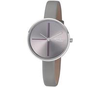 Modische REGENT Damen-Armbanduhr in Edelstahl mit Lederarmband BA-485