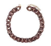 Modische Retro-personalisierte, kreative, vielseitige Harzkette mit Leopardenmuster, Kurze Acryl-Halskette, Pulloverkette, geeignet für jeden Anlass, weißer Leopardenmuster, Einheitsgröße