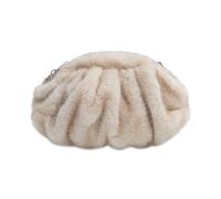 Modische Schultertasche mit Muschel-Design, Kunstpelz, mit Kettenriemen, Crossbody-Tasche, Abendtasche, perfekt für den täglichen Pendler, Khaki, As the pic show