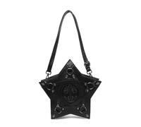 Modische Umhängetasche für Damen, Sternform, Kuriertasche, PU-Leder, Rucksäcke, Gothic-Prägung, Totenkopf-Umhängetasche, Schwarz
