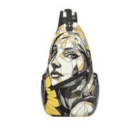 Modische Umhängetasche für Damen und Herren, lässiger Brustbeutel mit zwei Hasen, Umhängetasche für Reisen, Sport, Kunstgrafiken Sonnenblume, Taille unique