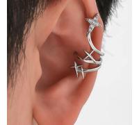 Modische und beliebte 1-teilige Herren-Ohrmanschette mit Strass-Stern-Dekor aus Kupfer als Schmuckgeschenk und für einen stilvollen Look