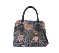 Modische, wandelbare Signare Leinenumhängetasche fuer Erdbeere Blau