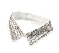 Modischer abnehmbarer Kragen-Schal mit Schmucksteinen, Rocker, Revers, bunter Kristall-Kragen, Schal für Kleid, Hemd, Polyester, Halsstück, weiß, One size