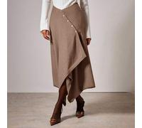 Modischer asymmetrischer Strickrock mit Wickeloptik und einfarbigem Design für Herbst/Winter