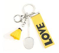 Modischer Badminton-Schlüsselanhänger für Damen, Glücksbringer für Alltag, Geschenk für Freundin, Sport-Schläger Anhänger, Badminton-Rucksack Zubehör für Frauen, Abschiedsgeschenk Freundin (A-gelb)