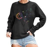 Modischer bedruckter Rundhals-Hoodie für Damen - Stilvolle Sweatshirt-Variante mit zeitlosem Design vielseitigem (Black, XXL)
