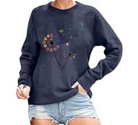 Modischer bedruckter Rundhals-Hoodie für Damen - Stilvolle Sweatshirt-Variante mit zeitlosem Design vielseitigem (Blue, XXL)
