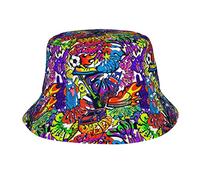 Modischer Graffiti-Eimerhut, Hip-Hop-Sonnenhut, verstaubarer Sommerhut, Unisex, Fischerhut für Outdoor-Reisen, Damen, Herren, Erwachsene