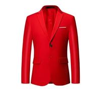 Modischer Herren-Business-Anzug, mit einem Knopf, Blazer-Jacke, Mantel, lässiger Anzugjacke, 2 Knöpfe, Rot, XL