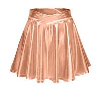 Modischer Skaterrock mit hoher Taille in plissiertem Design eleganter A-Linie Schnitt für facettenreichen Glamour ausgestellte bei festlichen Anlässen (Rose Gold, M)