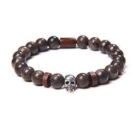 Modischer Tigeraugen-Stein, Perlen, Damen, natürlicher Lavastein, Vulkanstein, Punk, Skelett, Totenkopf-Schmuck, 21 cm , Edelstahl, Achat