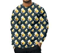 Modisches Herren-Sweatshirt, 3D-Druck, ohne Kapuze, langärmelig, Rundhalsausschnitt, gelber Herbst-Pullover, Oberbekleidung, Oberbekleidung, Sweatshirt, Streetwear-Jacke, hot pink, S