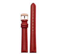 Modisches Uhrenarmband mit Schnellverschluss, kompatibel Casio Citizen Fossil DW-Armband 12 mm, 14, 16, 18 Damen-Uhrenarmband aus weichem Rindsleder in Blau, Rosa, Rot(Red rose gold,12mm)