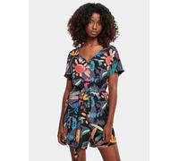 Urban Classics Jumpsuit Kurz Viskose mit Gürtel – 100% Viskose, Loose-Fit – Damen M schwarzfruity