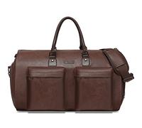 Modoker Wandelbarer Kleidersack aus Leder, Handgepäck für die Reise, wasserdichter Kleidersack, Geschenke für Männer, Frauen, Business - 2 in 1 hängender Koffer, Anzug, Reisetaschen, braun