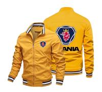 MODRYER Bomberjacke Für Herren Für Scania Lässige Leichte Jacke Dünne Sportjacke Windjacke Für Frühling Und Herbst Outdoor-Laufsport Golfmantel Mit Taschen,Yellow-XL