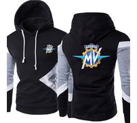 MODRYER Fleece Kapuzenpullover Für Herren Für MV Agusta Dickes Winter Sweatshirt Langärmelig Mit Kordelzug Unisex Kapuzenpullover Mit Logo Für Erwachsene Und Teenager,Black-L