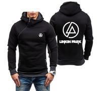 MODRYER Fleece Sweatshirts Für Herren Von Linkin Park Lässiger Pullover Mit Reißverschluss Langärmelige Kapuzenpullover Warmer Wintersport Hoodie Mit Taschen,Black-XL