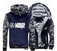 MODRYER Fleecejacke Mit Kapuze Für Herren Warm Hoodie Jacke Für Linkin Park Kapuzenpullover Reißverschluss Winterjacken Outdoor Winddichte Fleece Sweatjacke Kapuzenjacke,Grey-S