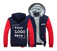 MODRYER Herren Fleece Hoodies Winter Custom Jacken Zip Up Sweatshirt Personalisierte Langarm Dicke Hoody Thermomäntel Bedruckte Kapuzenoberbekleidung (Red)
