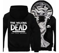 MODRYER Herren Kapuzenpullover Für „Walking Dead“ Winter-Fleecejacke Pullover Mit Kapuze Reißverschluss Weicher Warmer Mantel Für Herren,Black-XXL