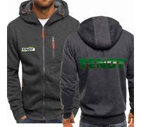 MODRYER Herren-Kapuzenpullover Mit Durchgehendem Reißverschluss Für FENDT Kapuzenpullover Softshell-Jacke Für Den Außenbereich Langärmeliger Windbreaker Warmer Mantel Mit Tasche,Grey-S