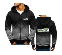 MODRYER Herren Kapuzenpullover Mit Reißverschluss Für FENDT Pullover Jacke Langärmelige Kapuzenpullover Frühling/Herbst Modische Sportbekleidung Sweatshirt Mit Kordelzug,Black-Adults/M