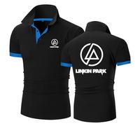 MODRYER Herren T-Shirt Für Linkin Park Sommer-Polos Schnelltrocknendes Kurzarm-T-Shirt Feuchtigkeitsableitende Golf-Shirts Lässiges Sportliches Poloshirt,Black-4XL