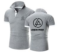 MODRYER Herren T-Shirt Für Linkin Park Sommer-Polos Schnelltrocknendes Kurzarm-T-Shirt Feuchtigkeitsableitende Golf-Shirts Lässiges Sportliches Poloshirt,Grey-L
