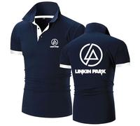MODRYER Herren T-Shirt Für Linkin Park Sommer-Polos Schnelltrocknendes Kurzarm-T-Shirt Feuchtigkeitsableitende Golf-Shirts Lässiges Sportliches Poloshirt,Blue-3XL