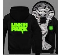 MODRYER Herren Winterjacke Für Linkin Park Zipper Kapuzenpullover Reißverschluss Sweatjacke Warm Fleece Hoodie Kapuzenjacke Sweatjacke Für Männer,Black-XL
