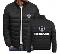 MODRYER Herren-Winterjacken Für SCANIA Warme Pufferjacke Gesteppte Isolierte Jacke Schnee Skimantel Outdoor Daunenjacken Zum Skifahren Laufen Reisen Wandern Golf,Black-XL