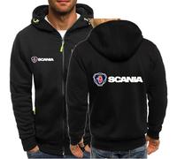 MODRYER Herrenjacken Mit Kapuze Für Scania Winddichtes Thermo-Sweatshirt Kapuzenjacke Dicke Wintermäntel Mit Kapuze Softshell-Windjacke,Black-M