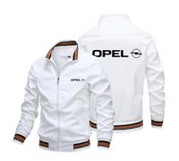 MODRYER Jacken Für Herren Für Opel Leichte Laufsport Bekleidung Golf Oberbekleidung Winddichte Bomberjacke Lässiges Langarm Sweatshirt Zum Spazierengehen Und Wandern,White-L
