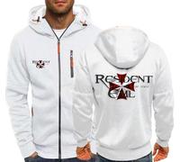 MODRYER Kapuzenpullover Für Herren Für Resident Bedruckte Jacken Mit Reißverschluss Lässige Hoodies Für Evil Unisex Lauf Kapuzenmantel Für Teenager Für Umbrella Pullover Mit Taschen,White-XXL
