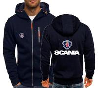 MODRYER Kapuzenpullover Mit Reißverschluss Für Scania Leichte Sweatshirt Jacke Unisex Teenager Erwachsene Langärmelig Kapuzenpullover Club-Hoodies Sportbekleidung Mit Taschen,Navy Blue-L