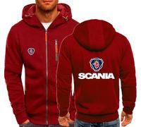 MODRYER Kapuzenpullover Mit Reißverschluss Für Scania Leichte Sweatshirt Jacke Unisex Teenager Erwachsene Langärmelig Kapuzenpullover Club-Hoodies Sportbekleidung Mit Taschen,Red-XL