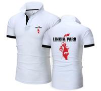 MODRYER Kurzarm Poloshirt Für Herren Von Linkin Park Lässiges Business-T-Shirt Schnelltrocknend Atmungsaktiv Feuchtigkeitsableitendes Golf-Shirt Für Herren,White-M
