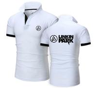 MODRYER Poloshirt Für Herren Von Linkin Park Kurzärmelig Für Sport Lässig Stylisch Golf-Polos Sportliche Hemden Mit Kragen Feuchtigkeitsableitende Sommer-T-Shirts,White-XL